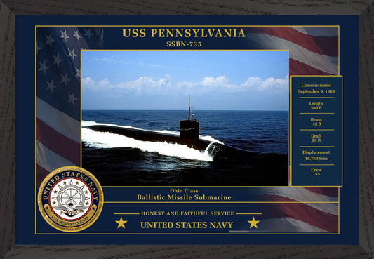 USS Pennsylvania SSBN-735 Framed Patriotic Photo
