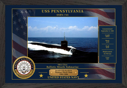 USS Pennsylvania SSBN-735 Framed Patriotic Photo