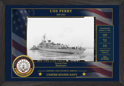 USS Perry DD-844 Framed Patriotic Photo