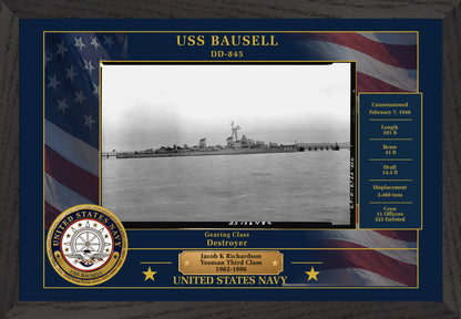 USS Bausell DD-845 Framed Patriotic Photo