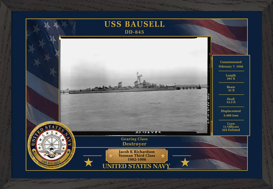 USS Bausell DD-845 Framed Patriotic Photo