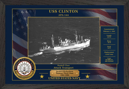 USS Clinton APA-144 Framed Patriotic Photo
