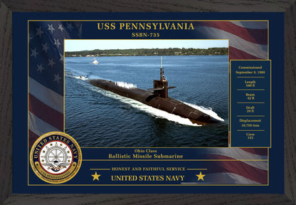 USS Pennsylvania SSBN-735 Framed Patriotic Photo