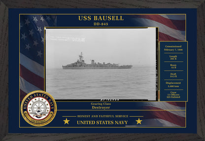 USS Bausell DD-845 Framed Patriotic Photo
