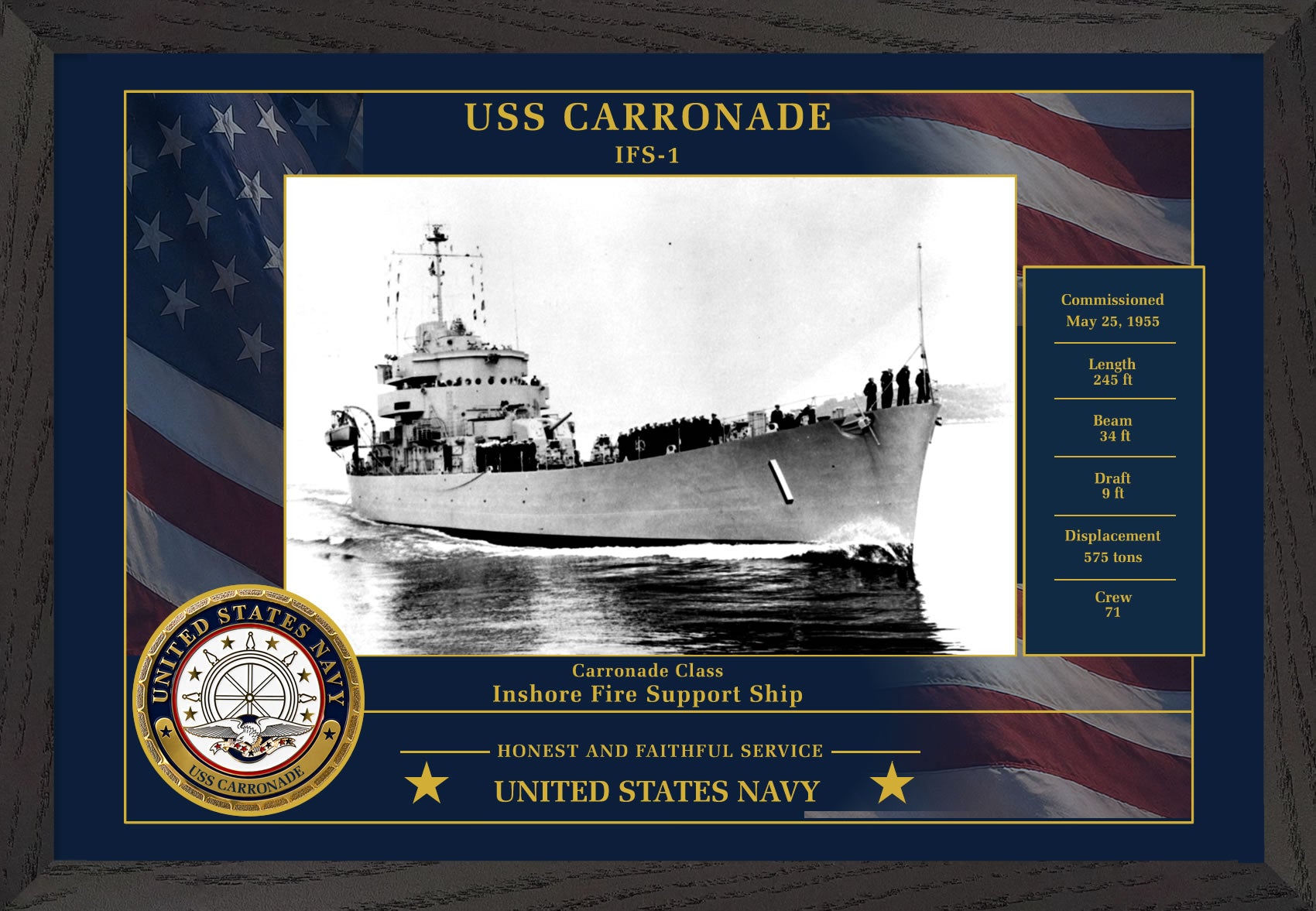 USS Carronade IFS-1 Framed Patriotic Photo