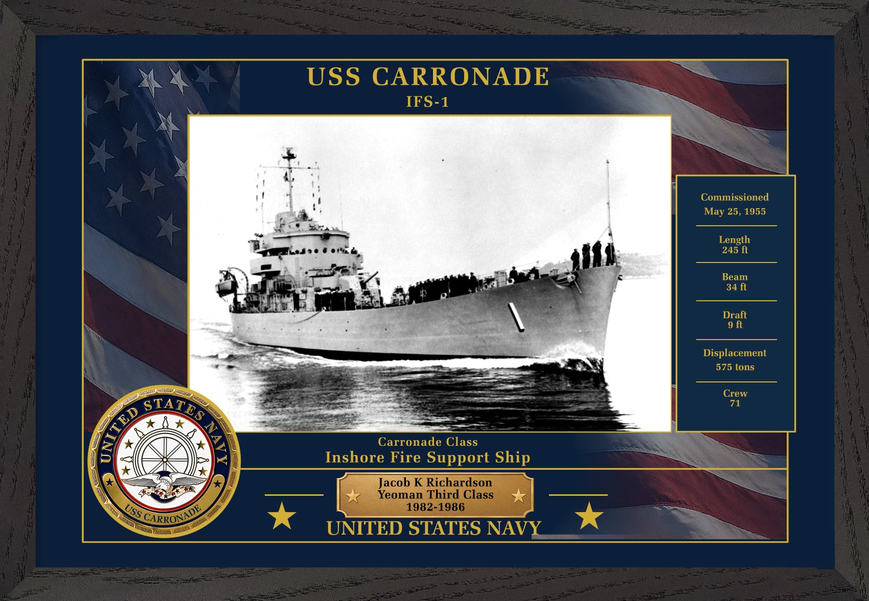 USS Carronade IFS-1 Framed Patriotic Photo