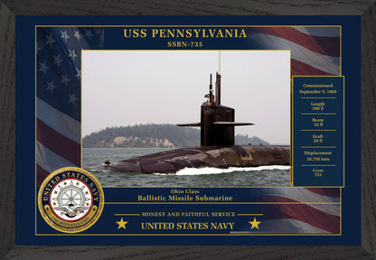USS Pennsylvania SSBN-735 Framed Patriotic Photo