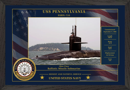 USS Pennsylvania SSBN-735 Framed Patriotic Photo