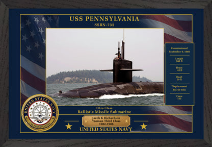 USS Pennsylvania SSBN-735 Framed Patriotic Photo
