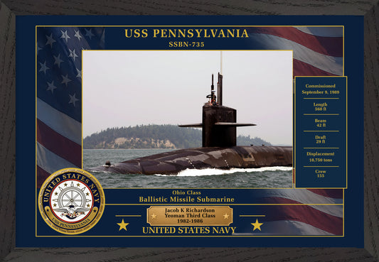 USS Pennsylvania SSBN-735 Framed Patriotic Photo