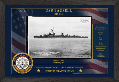 USS Bausell DD-845 Framed Patriotic Photo