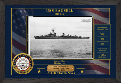 USS Bausell DD-845 Framed Patriotic Photo