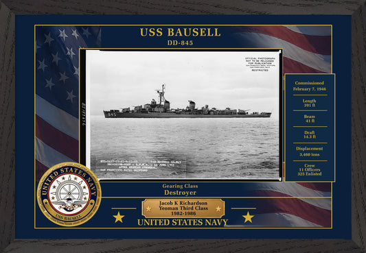USS Bausell DD-845 Framed Patriotic Photo