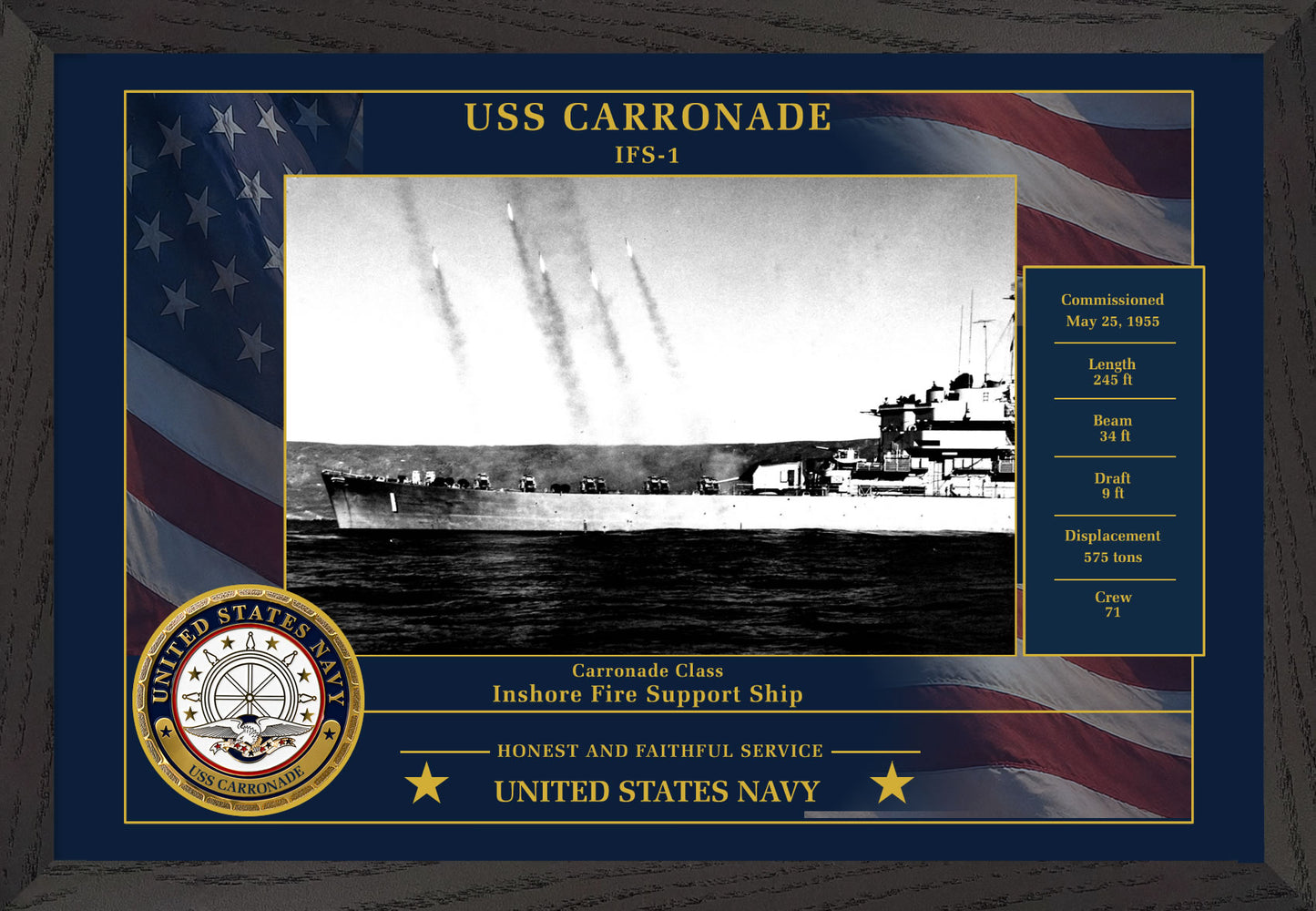 USS Carronade IFS-1 Framed Patriotic Photo