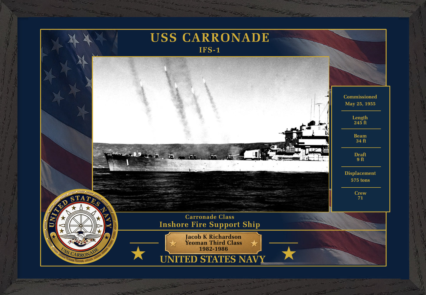 USS Carronade IFS-1 Framed Patriotic Photo