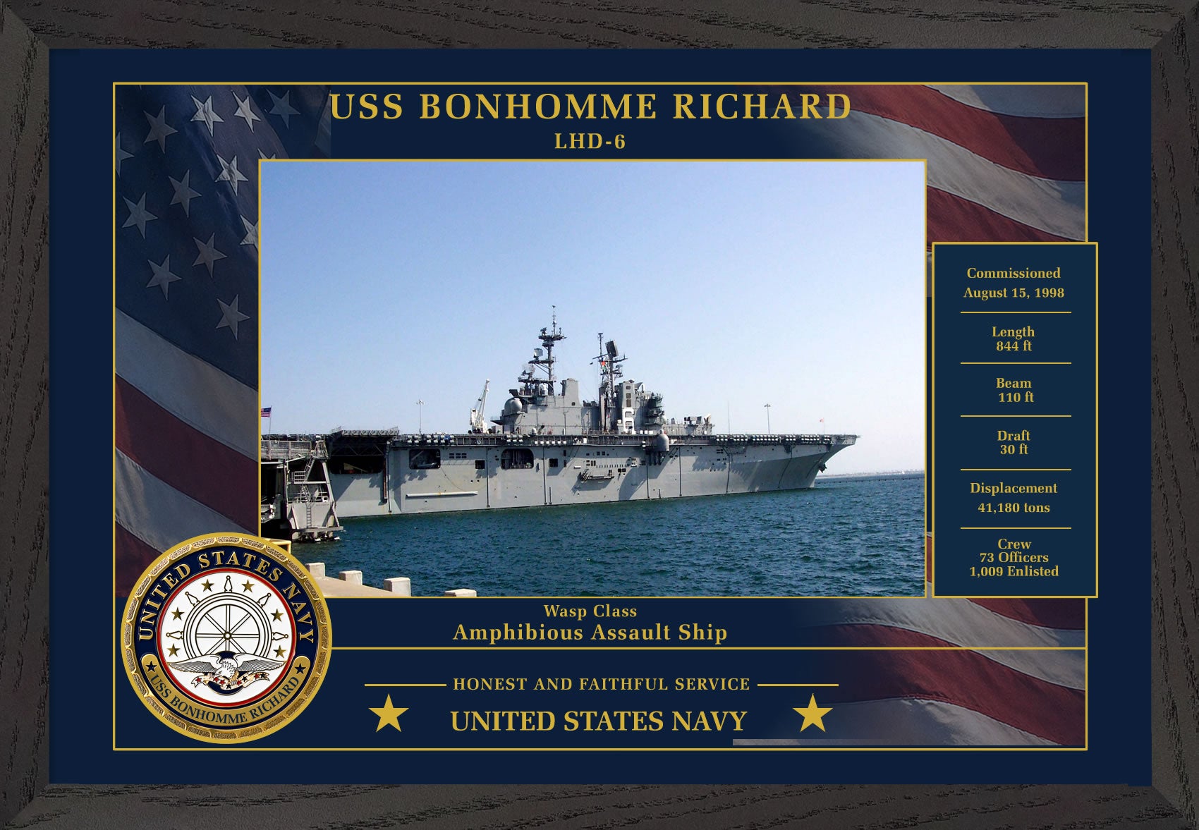 USS Bonhomme Richard LHD-6 Framed Patriotic Photo