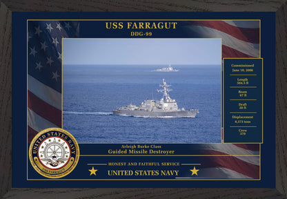USS Farragut DDG-99 Framed Patriotic Photo