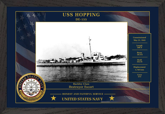 USS Hopping DE-155 Framed Patriotic Photo