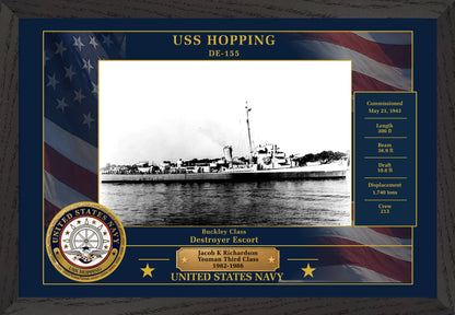USS Hopping DE-155 Framed Patriotic Photo
