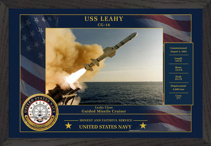 USS Leahy CG-16 Framed Patriotic Photo