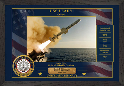 USS Leahy CG-16 Framed Patriotic Photo