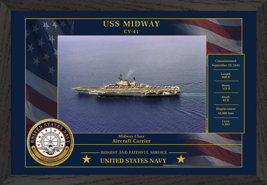 USS Midway CV-41 Framed Patriotic Photo