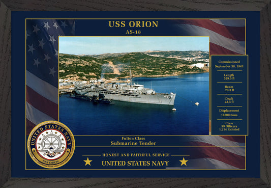 USS Orion AS-18 Framed Patriotic Photo