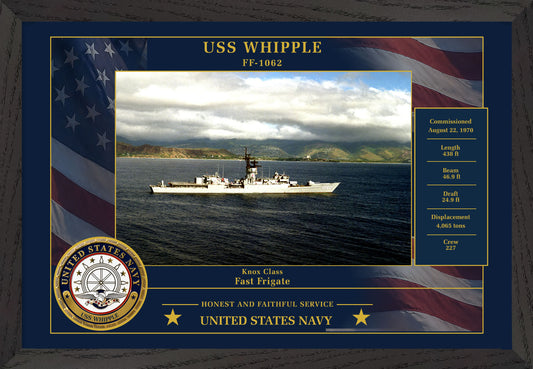 USS Whipple FF-1062 Framed Patriotic Photo