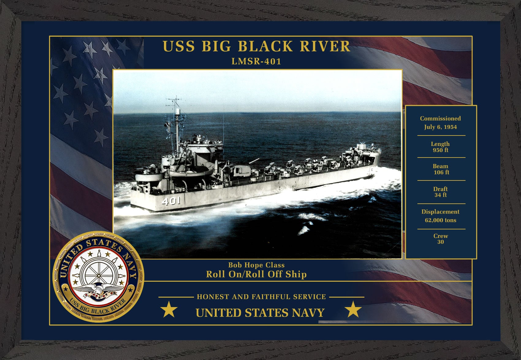 USS Big Black River LMSR-401 Framed Patriotic Photo