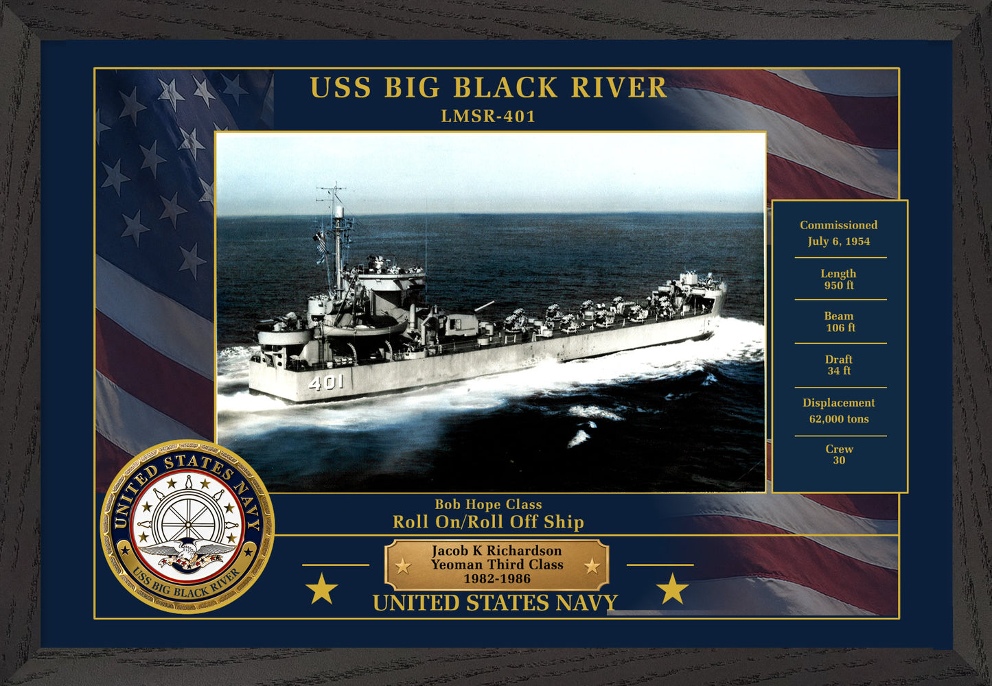 USS Big Black River LMSR-401 Framed Patriotic Photo