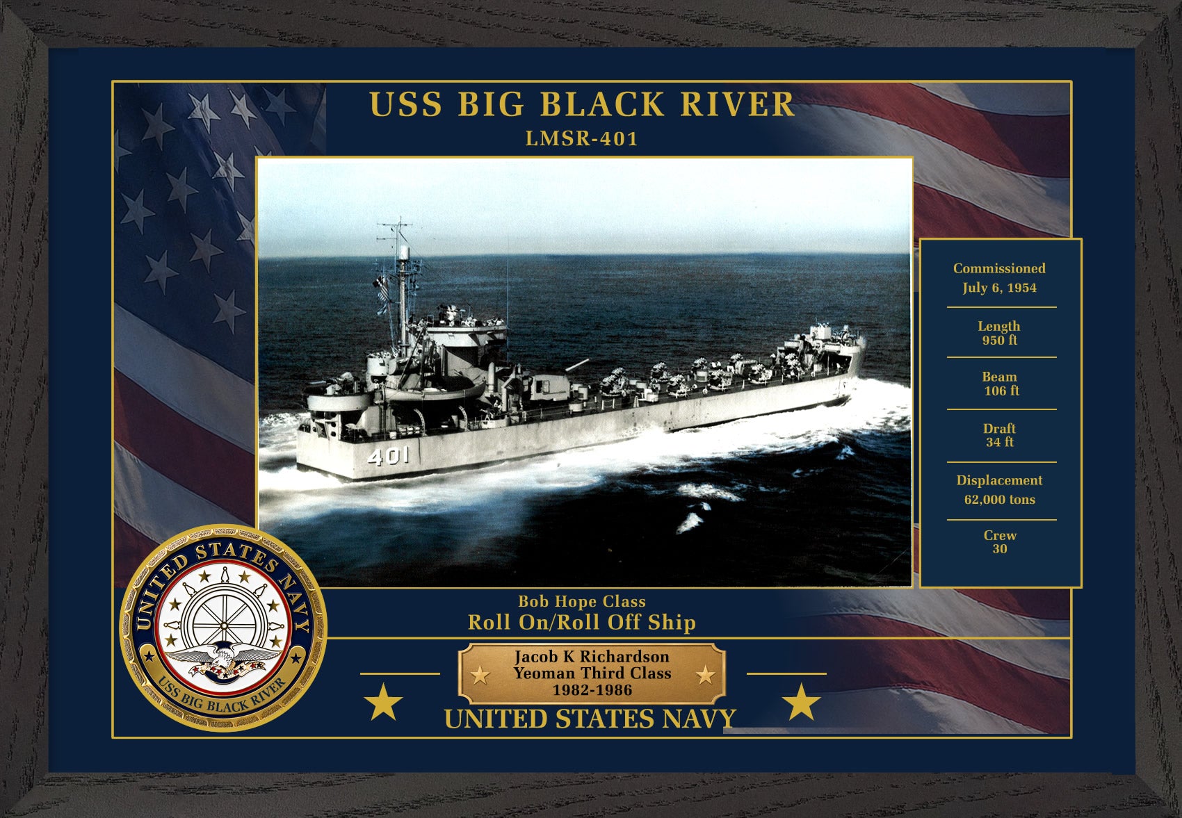 USS Big Black River LMSR-401 Framed Patriotic Photo