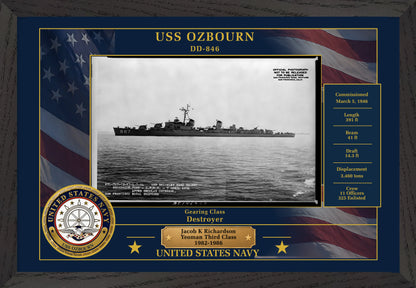 USS Ozbourn DD-846 Framed Patriotic Photo