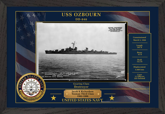 USS Ozbourn DD-846 Framed Patriotic Photo