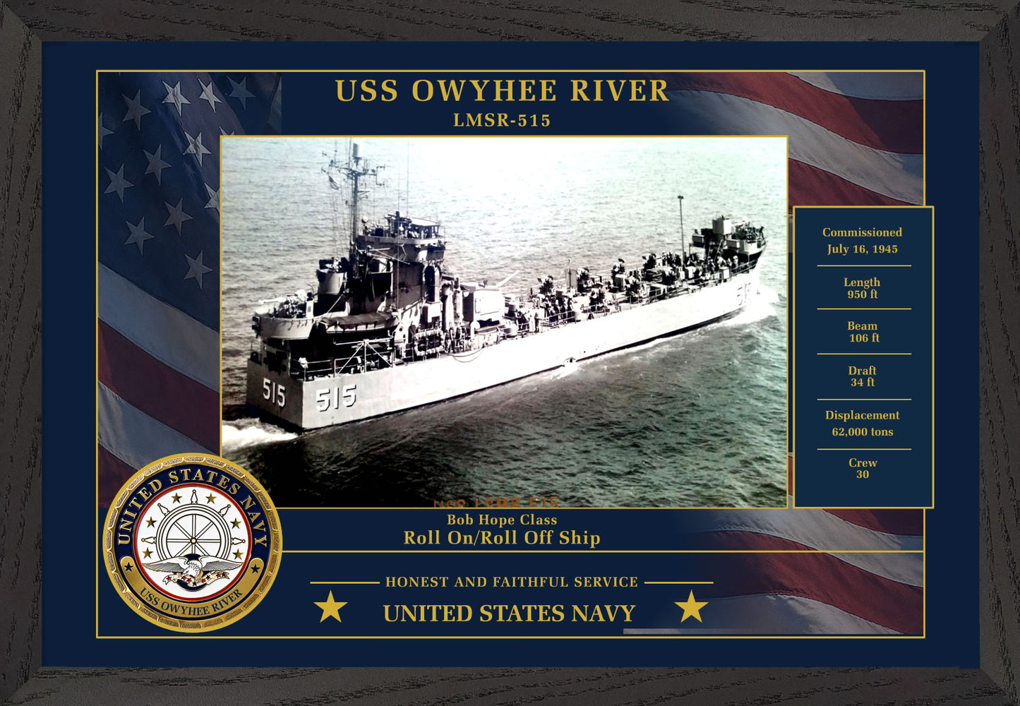 USS Owyhee River LMSR-515 Framed Patriotic Photo