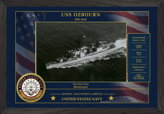 USS Ozbourn DD-846 Framed Patriotic Photo