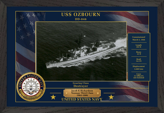 USS Ozbourn DD-846 Framed Patriotic Photo