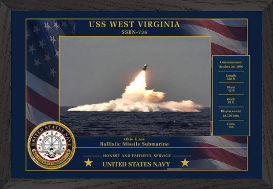 USS West Virginia SSBN-736 Framed Patriotic Photo