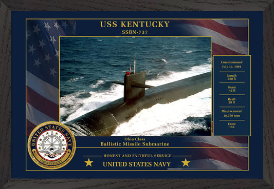 USS Kentucky SSBN-737 Framed Patriotic Photo
