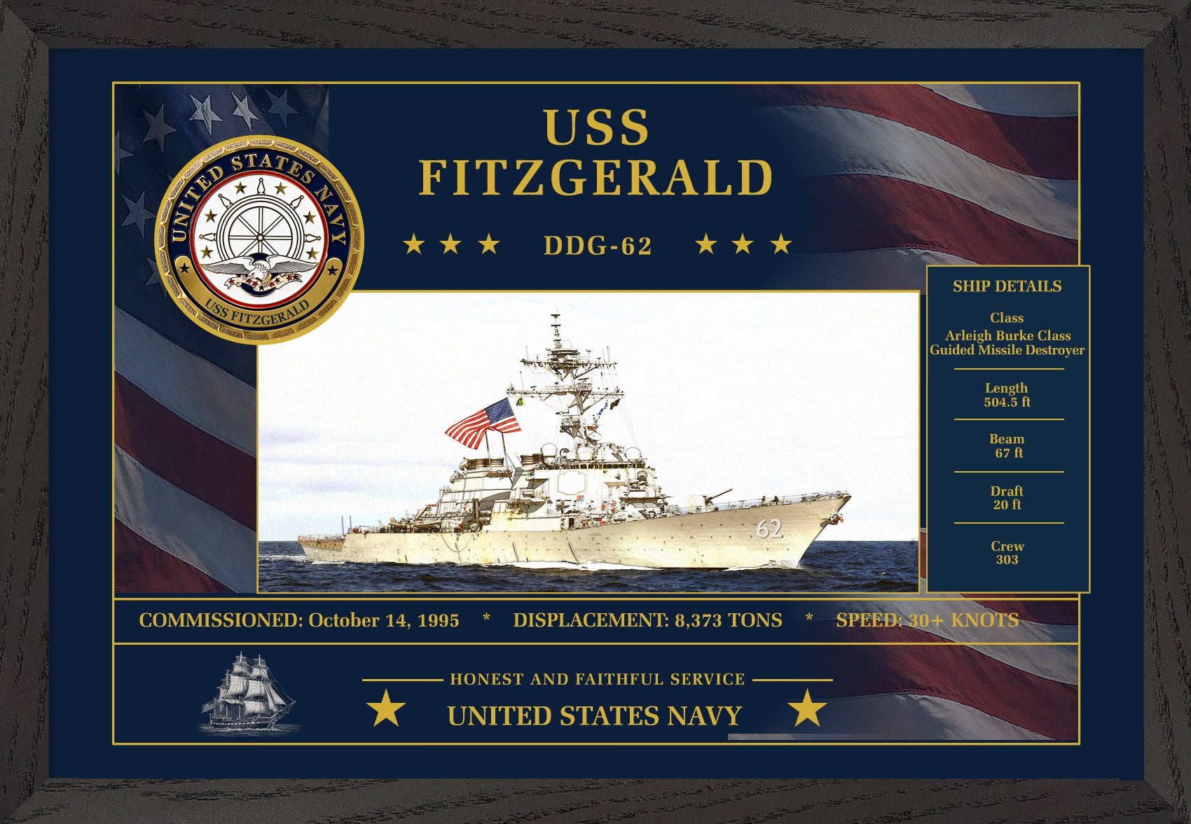 USS Fitzgerald DDG-62 Framed Patriotic Art