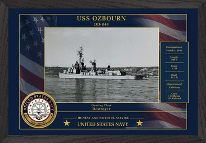 USS Ozbourn DD-846 Framed Patriotic Photo