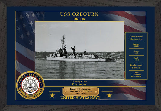 USS Ozbourn DD-846 Framed Patriotic Photo
