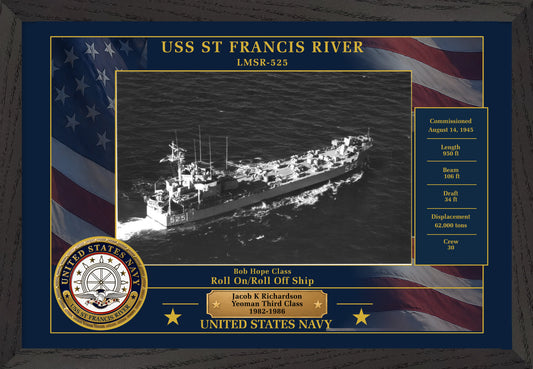 USS St Francis River LMSR-525 Framed Patriotic Photo