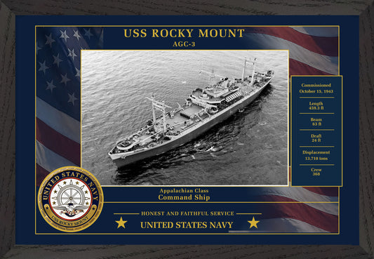 USS Rocky Mount AGC-3 Framed Patriotic Photo