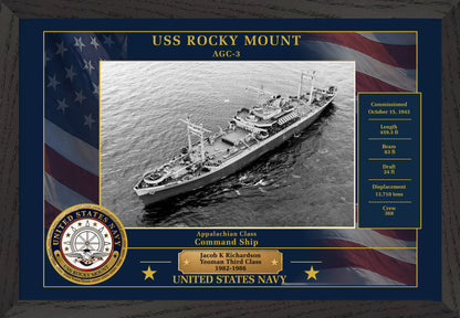 USS Rocky Mount AGC-3 Framed Patriotic Photo