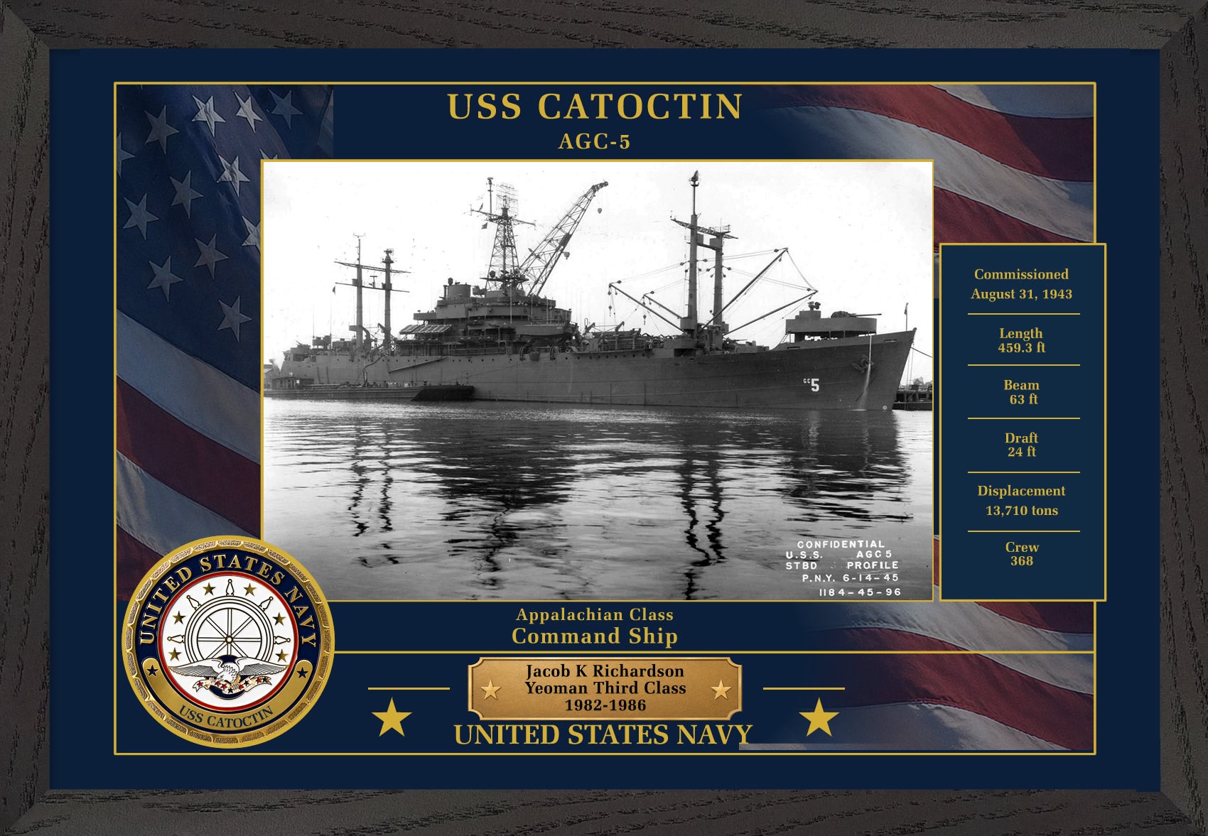 USS Catoctin AGC-5 Framed Patriotic Photo