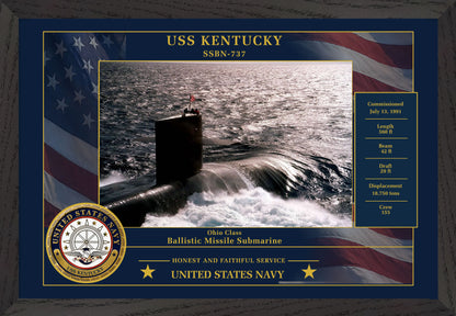 USS Kentucky SSBN-737 Framed Patriotic Photo