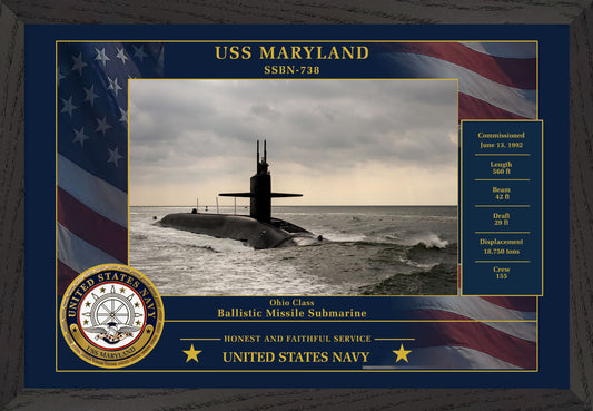 USS Maryland SSBN-738 Framed Patriotic Photo