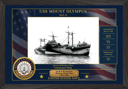 USS Mount Olympus AGC-8 Framed Patriotic Photo
