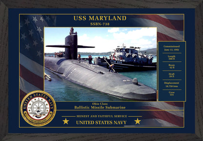 USS Maryland SSBN-738 Framed Patriotic Photo