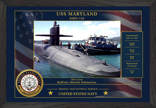 USS Maryland SSBN-738 Framed Patriotic Photo